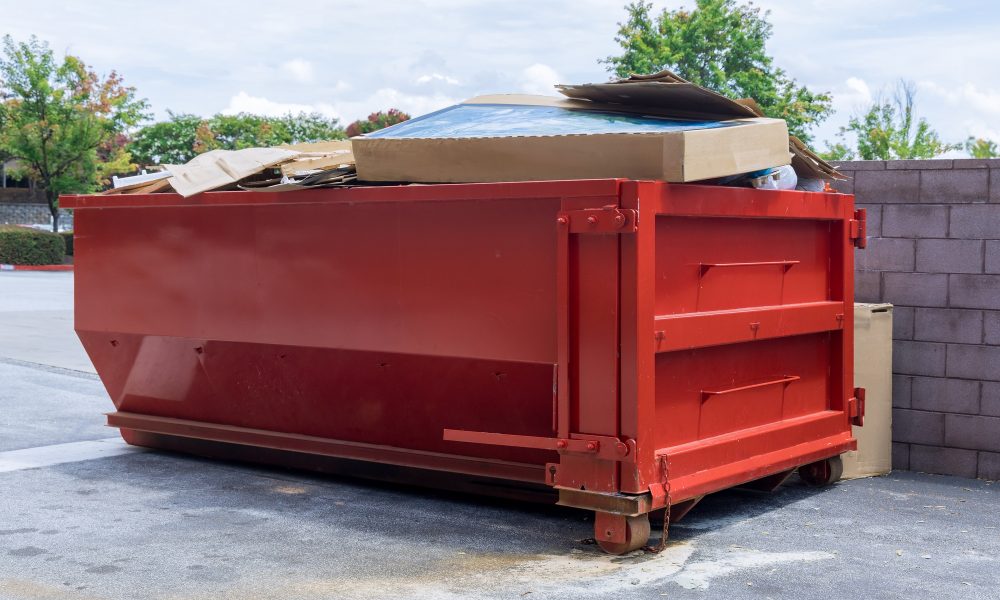 Garbage bin metal containers for construction waste during a house renovation